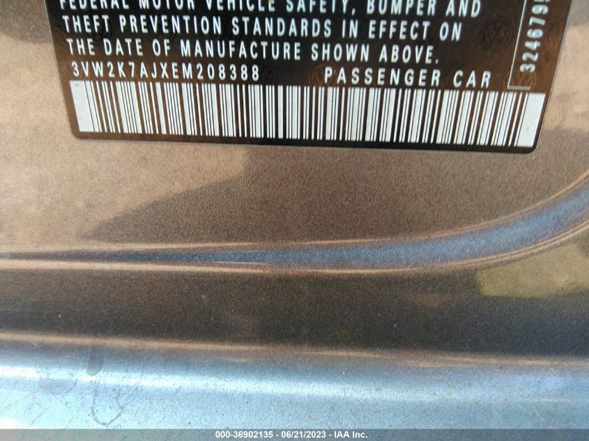 2014 VOLKSWAGEN JETTA SEDAN S - 3VW2K7AJXEM208388
