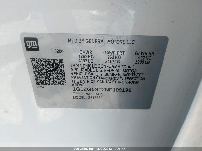 2022 CHEVROLET MALIBU RS - 1G1ZG5ST2NF199198