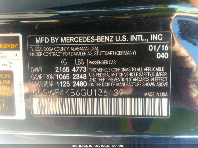 2016 MERCEDES-BENZ C-CLASS C 300 - 55SWF4KB6GU136139