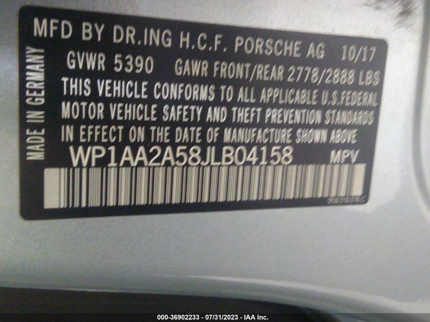 2018 PORSCHE MACAN - WP1AA2A58JLB04158