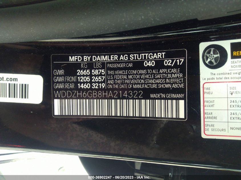 2017 MERCEDES-BENZ E-CLASS E 400 - WDDZH6GBBHA214322
