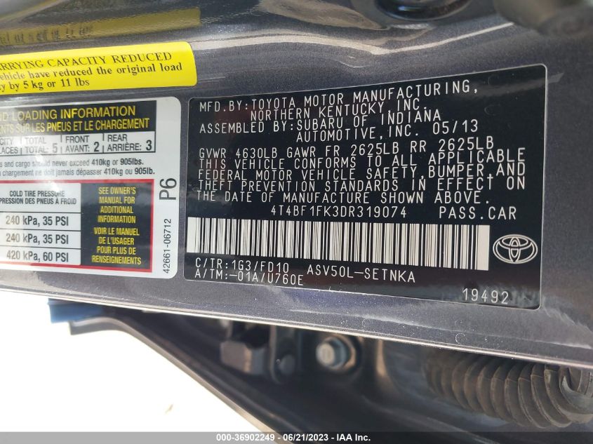 2013 TOYOTA CAMRY L/LE/SE/XLE - 4T4BF1FK3DR319074
