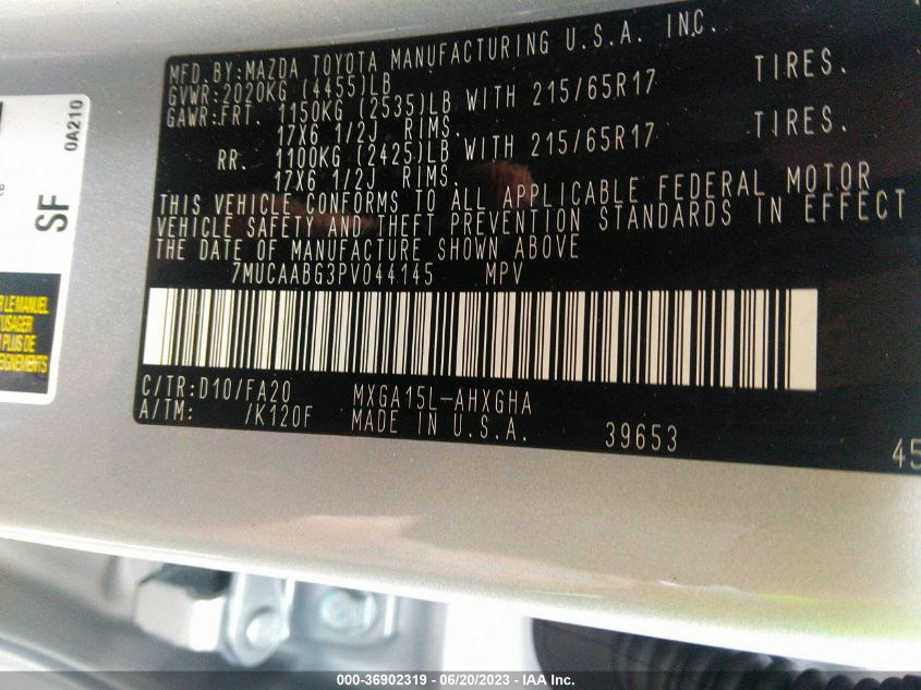 2023 TOYOTA COROLLA CROSS LE - 7MUCAABG3PV044145