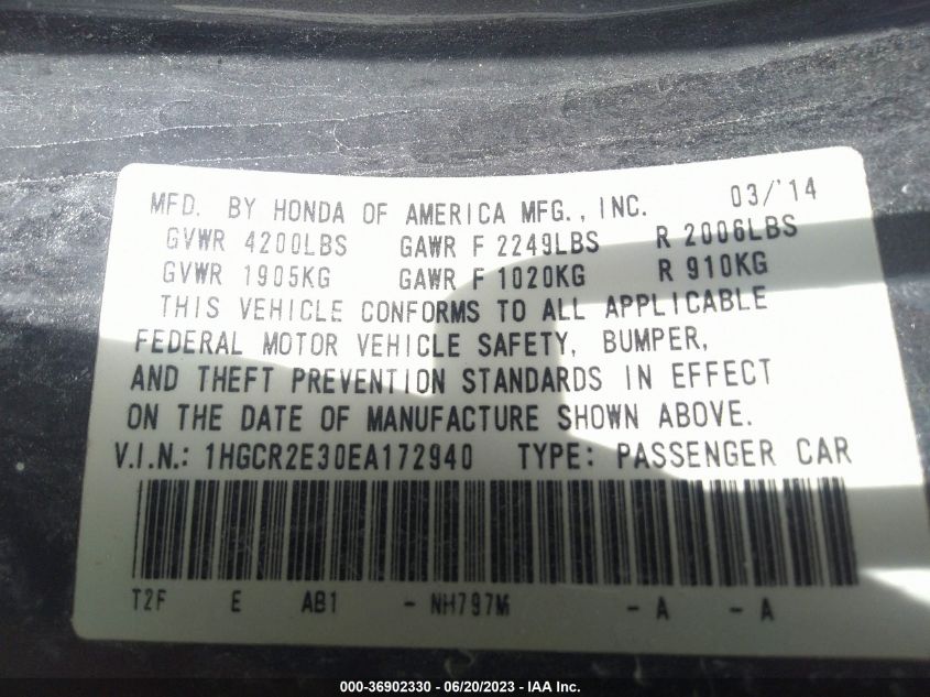 2014 HONDA ACCORD LX - 1HGCR2E30EA172940