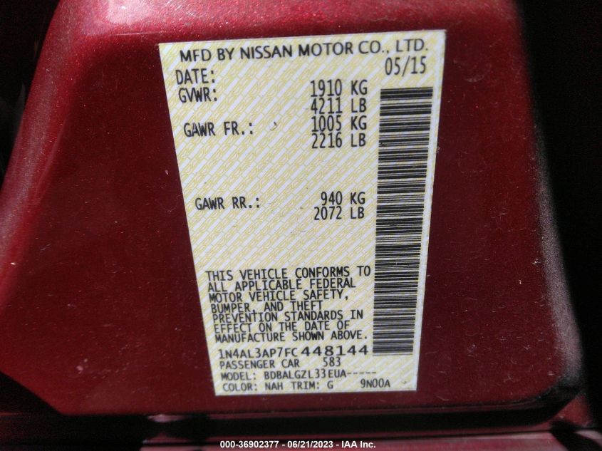 2015 NISSAN ALTIMA 2.5 - 1N4AL3AP7FC448144