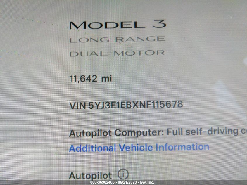 2022 TESLA MODEL 3 - 5YJ3E1EBXNF115678