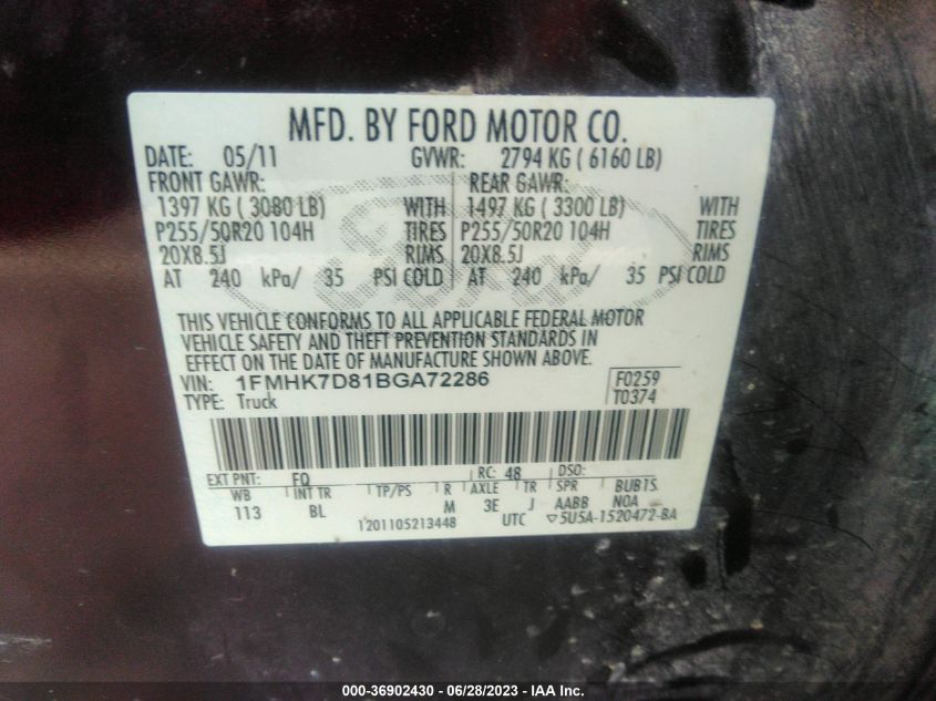 2018 FORD EXPLORER - 1FMHK7081BGA72286