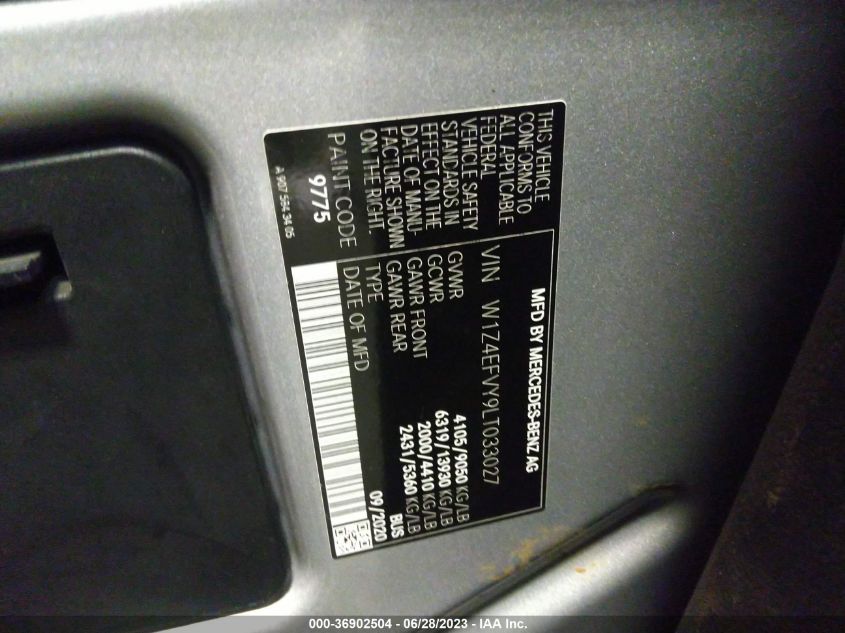 2020 MERCEDES-BENZ SPRINTER PASSENGER VAN W1Z4EFVY9LT033027