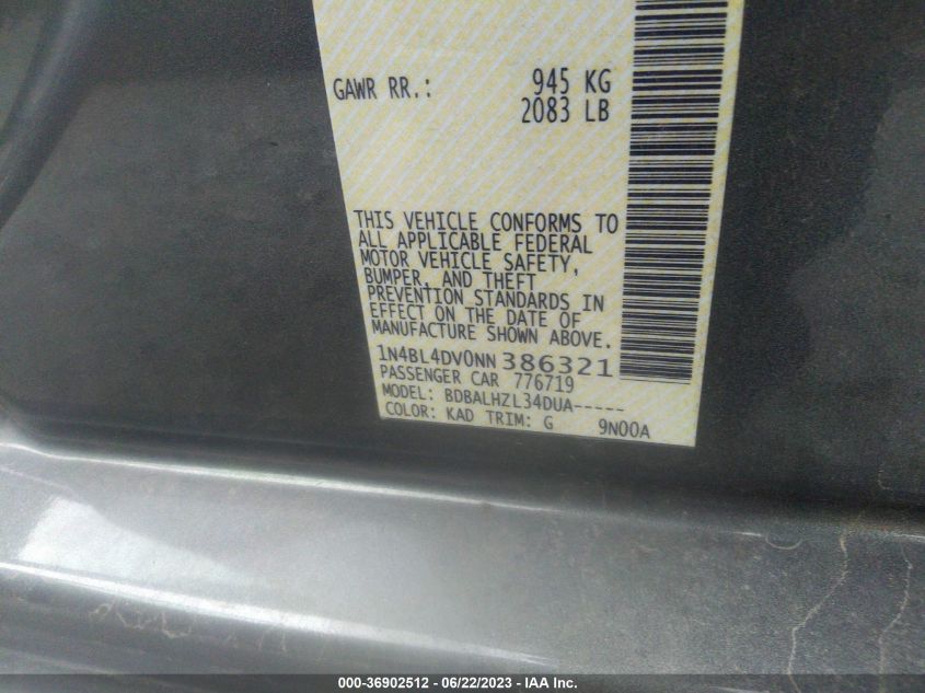 2022 NISSAN ALTIMA 2.5 SV - 1N4BL4DV0NN386321
