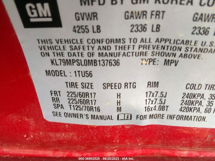 2021 CHEVROLET TRAILBLAZER LT - KL79MPSL0MB137636