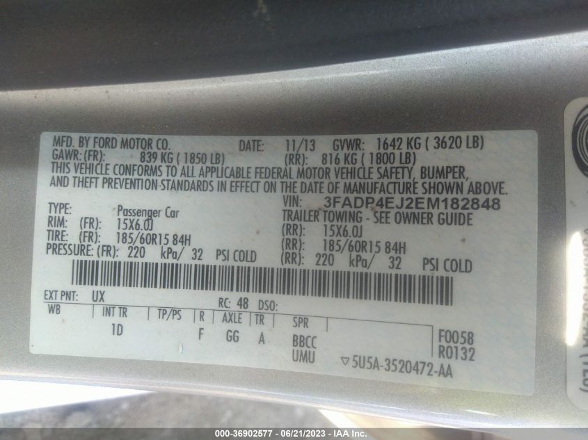 2014 FORD FIESTA SE - 3FADP4EJ2EM182848