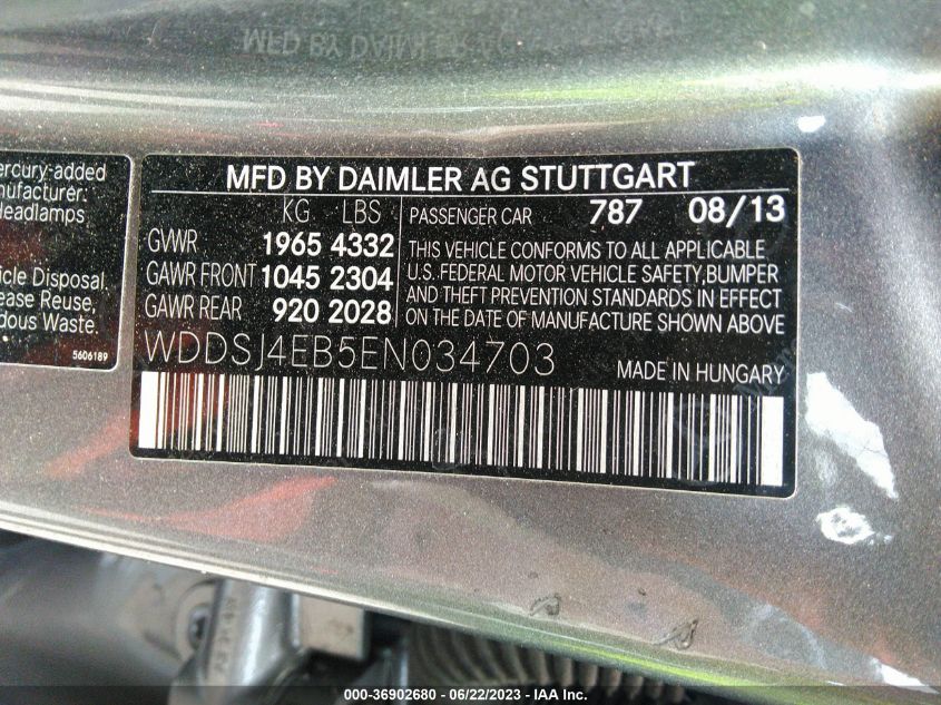 2014 MERCEDES-BENZ CLA-CLASS CLA 250 - WDDSJ4EB5EN034703