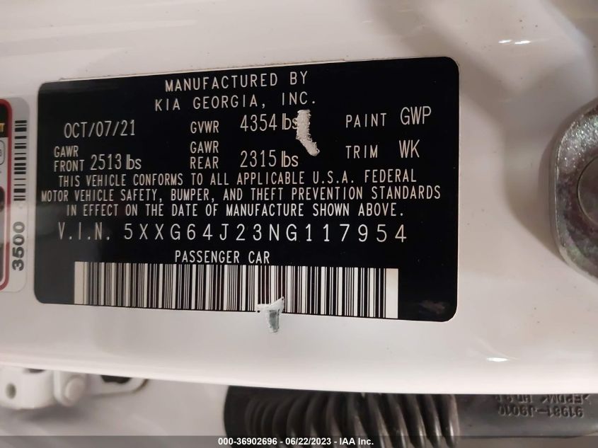 2022 KIA K5 GT-LINE - 5XXG64J23NG117954