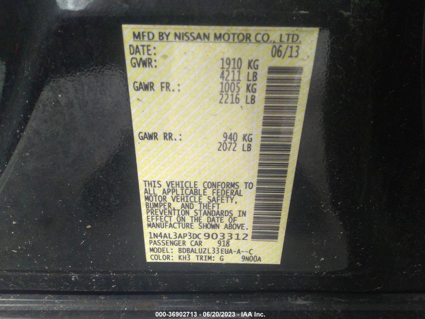 2013 NISSAN ALTIMA 2.5 SV - 1N4AL3AP3DC903312