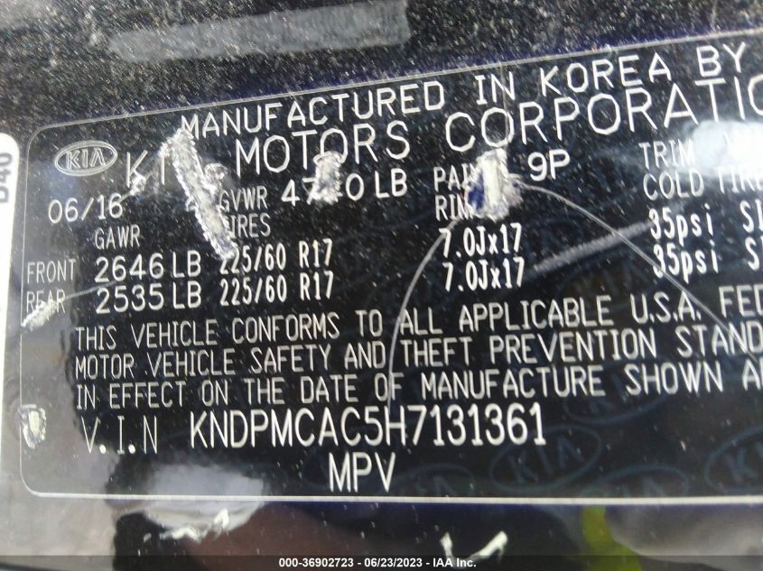 2017 KIA SPORTAGE LX - KNDPMCAC5H7131361