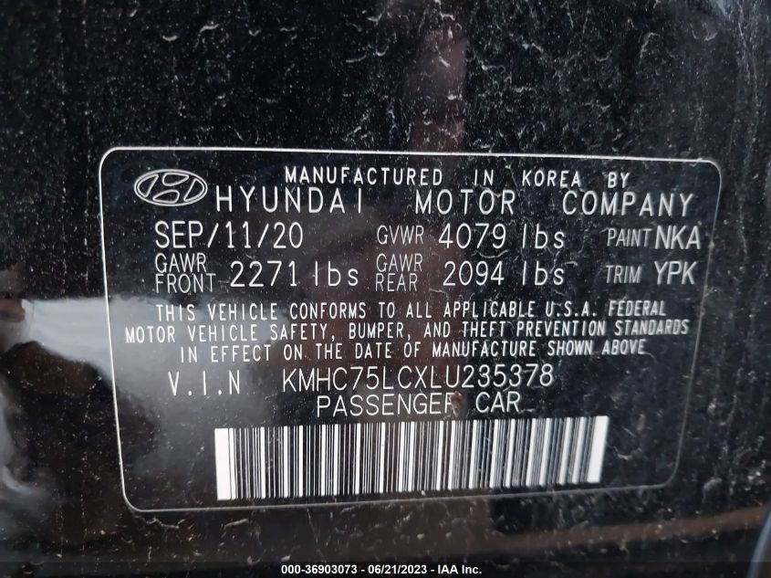 2020 HYUNDAI IONIQ HYBRID SE - KMHC75LCXLU235378