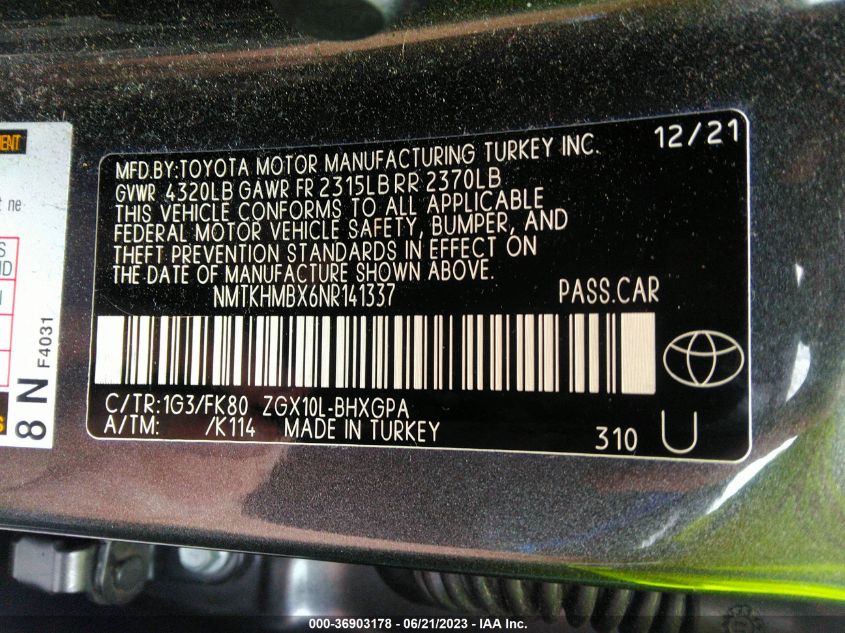 2022 TOYOTA C-HR XLE/LIMITED/NIGHTSHADE - NMTKHMBX6NR141337
