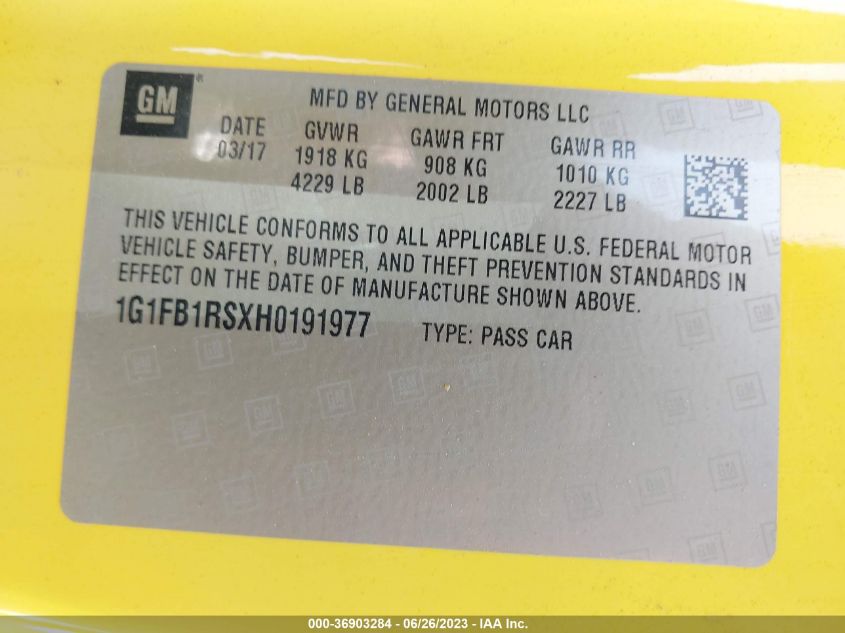2017 CHEVROLET CAMARO 1LT - 1G1FB1RSXH0191977