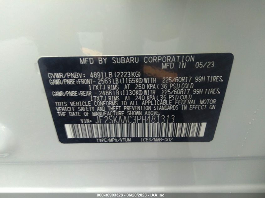 2023 SUBARU FORESTER - JF2SKAAC3PH481313