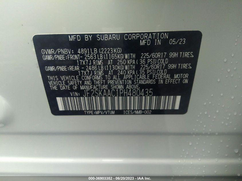 2023 SUBARU FORESTER - JF2SKAAC1PH480435