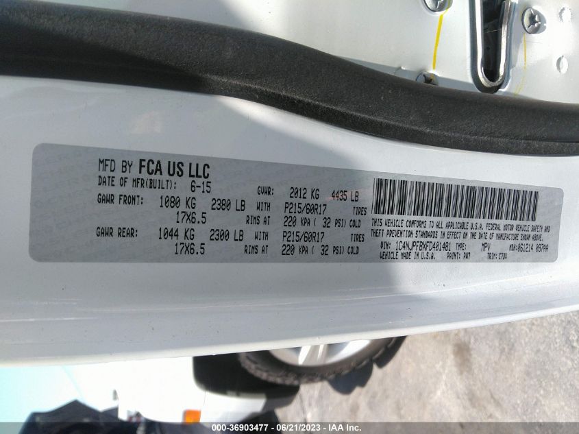 2015 JEEP PATRIOT LATITUDE - 1C4NJPFBXFD401481