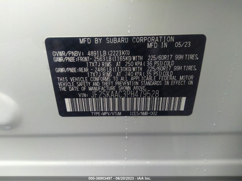 2023 SUBARU FORESTER - JF2SKAAC3PH479528