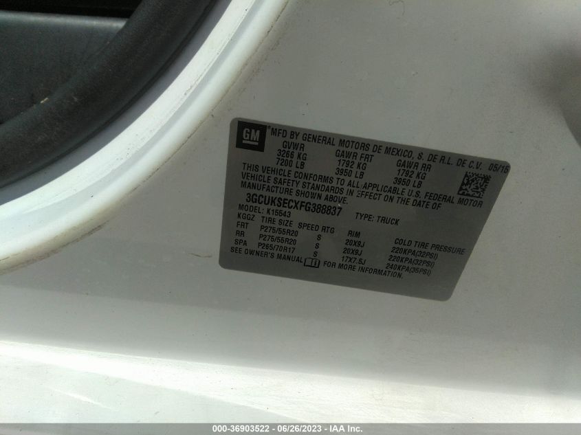 2015 CHEVROLET SILVERADO 1500 LTZ - 3GCUKSECXFG388837