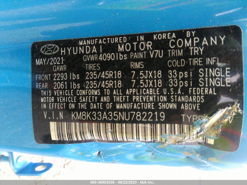 2022 HYUNDAI KONA N LINE - KM8K33A35NU782219