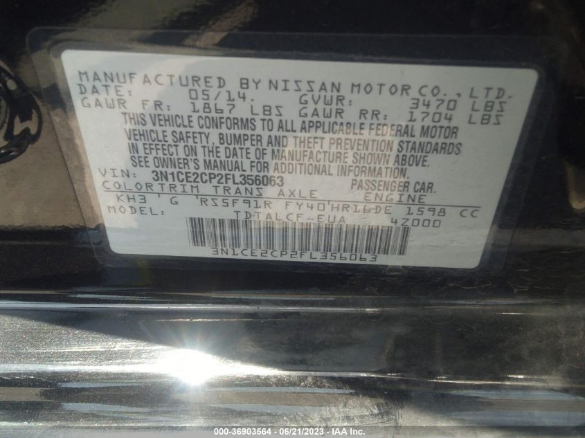2015 NISSAN VERSA NOTE S - 3N1CE2CP2FL356063