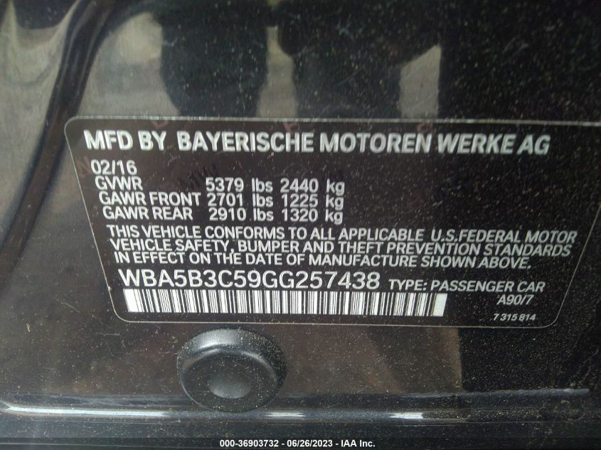 2016 BMW 5 SERIES 535I XDRIVE - WBA5B3C59GG257438