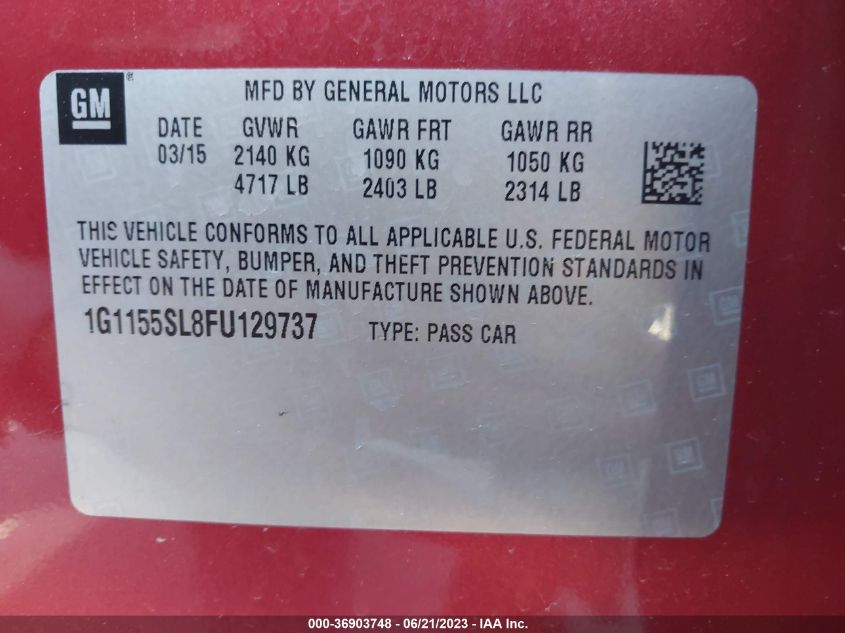 2015 CHEVROLET IMPALA LTZ - 1G1155SL8FU129737