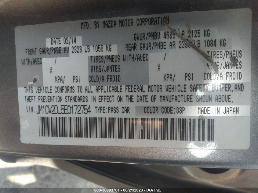 2014 MAZDA MAZDA5 GRAND TOURING - JM1CW2DL5E0172754