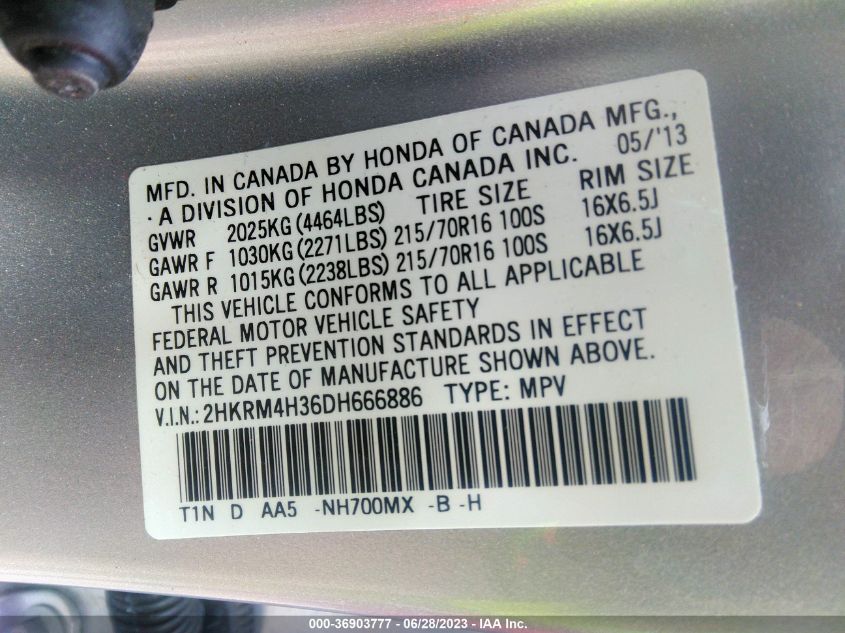 2013 HONDA CR-V LX - 2HKRM4H36DH666886