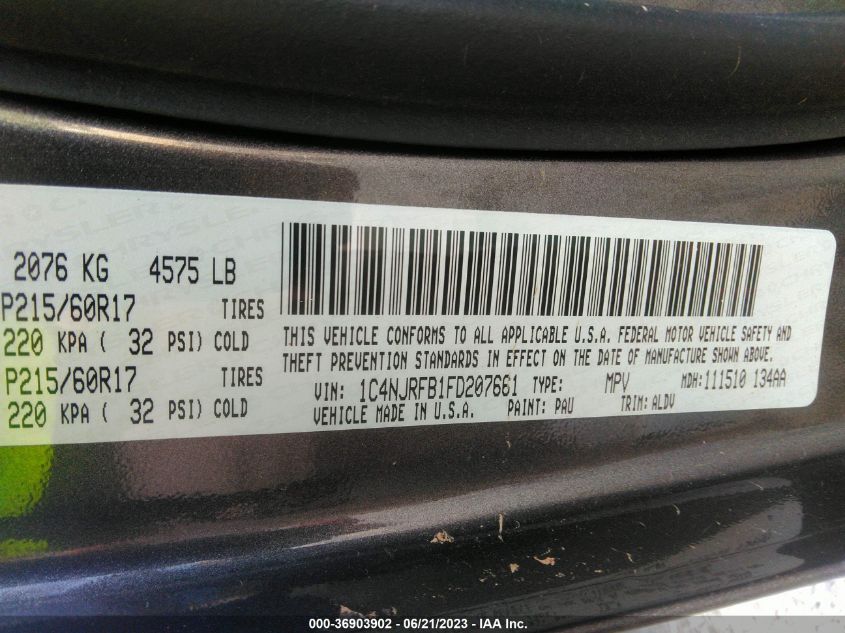 2015 JEEP PATRIOT LATITUDE - 1C4NJRFB1FD207661