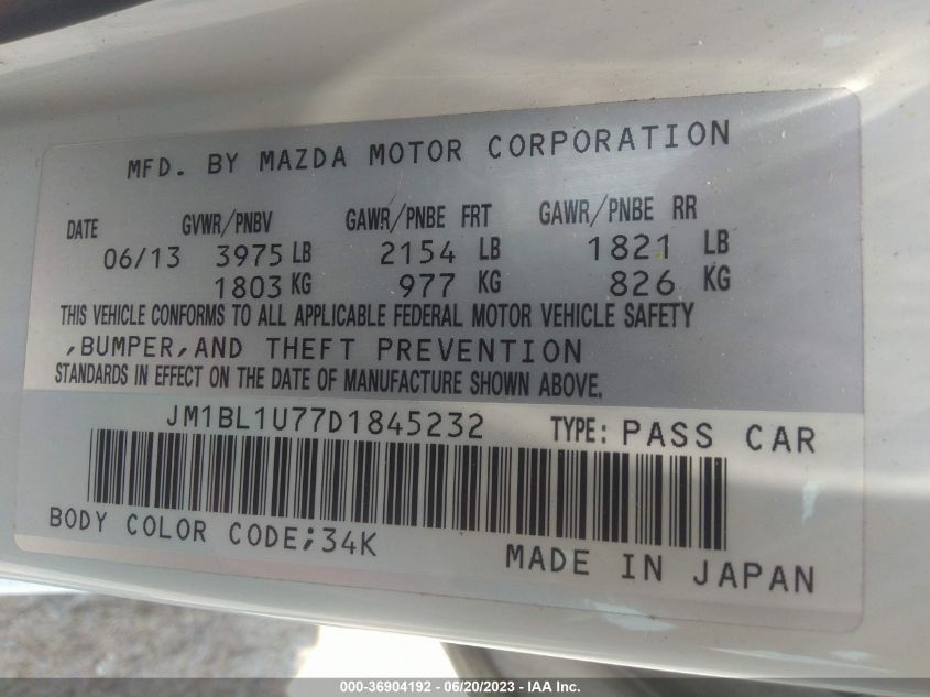 2013 MAZDA MAZDA3 I SPORT - JM1BL1U77D1845232