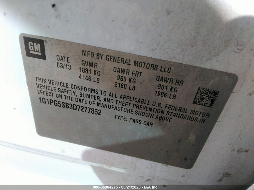 2013 CHEVROLET CRUZE LTZ - 1G1PG5SB3D7277852