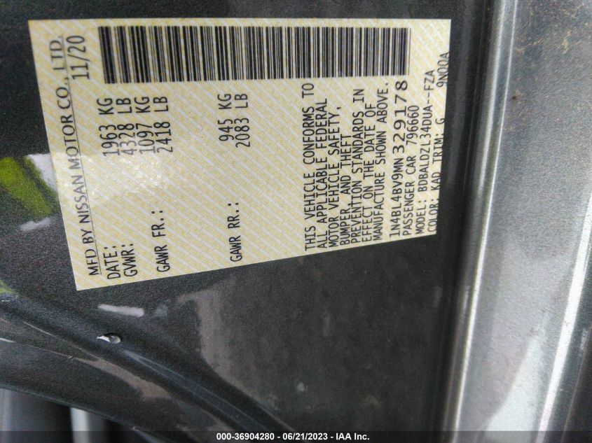 2021 NISSAN ALTIMA 2.5 S - 1N4BL4BV9MN329178