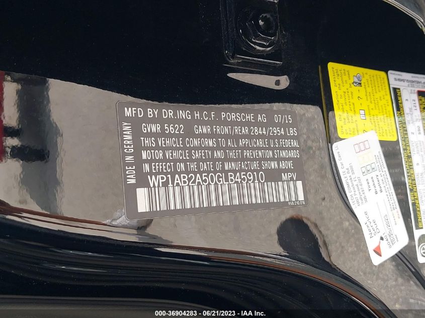 2016 PORSCHE MACAN S - WP1AB2A50GLB45910
