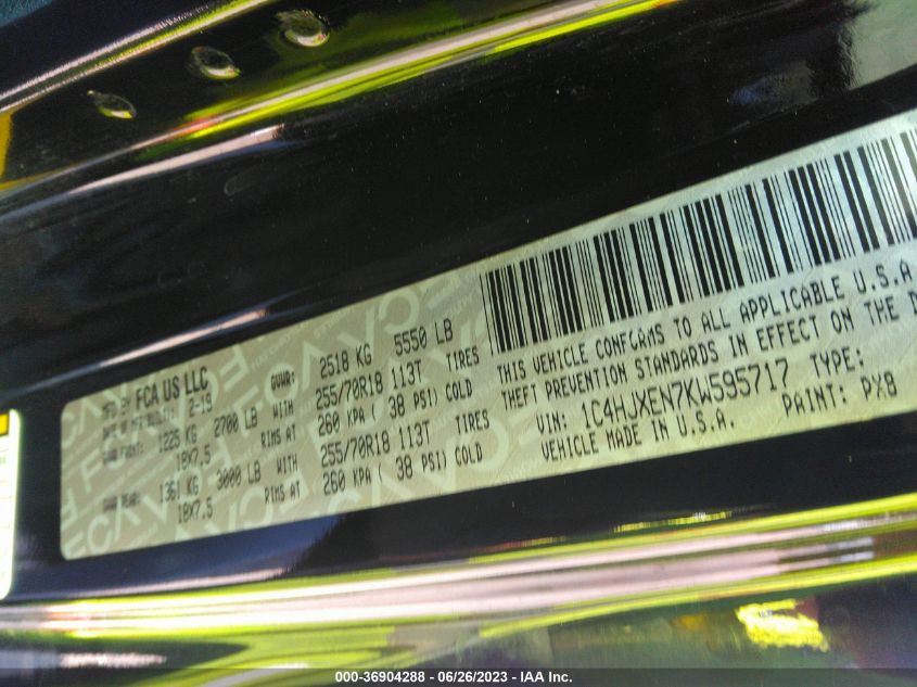 2019 JEEP WRANGLER UNLIMITED SAHARA - 1C4HJXEN7KW595717