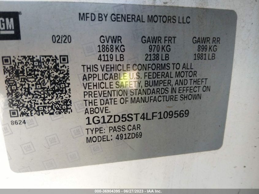 2020 CHEVROLET MALIBU LT - 1G1ZD5ST4LF109569