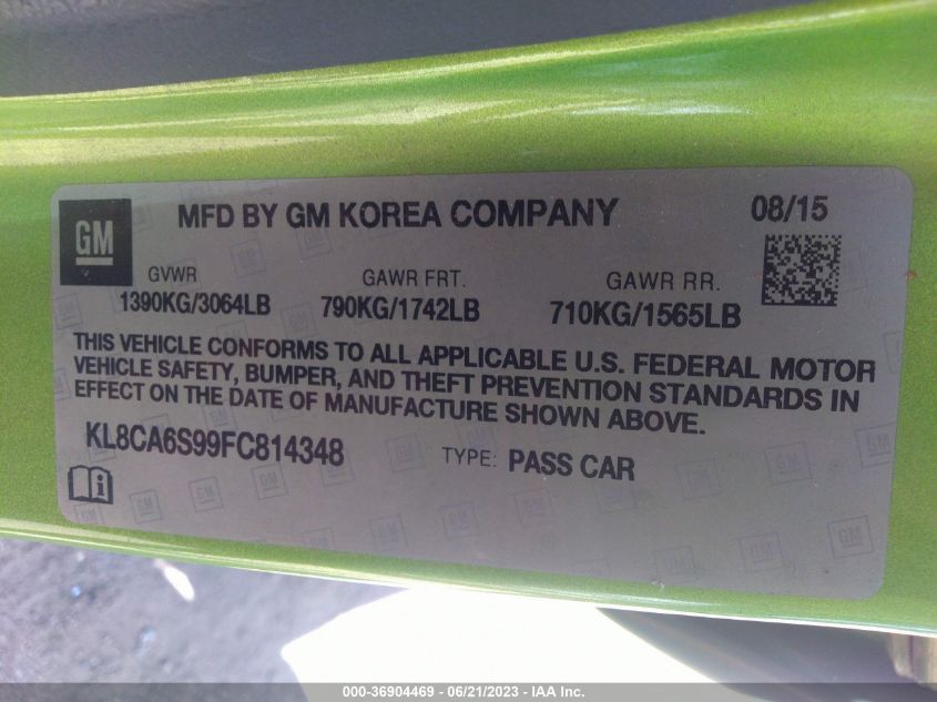 2015 CHEVROLET SPARK LS - KL8CA6S99FC814348