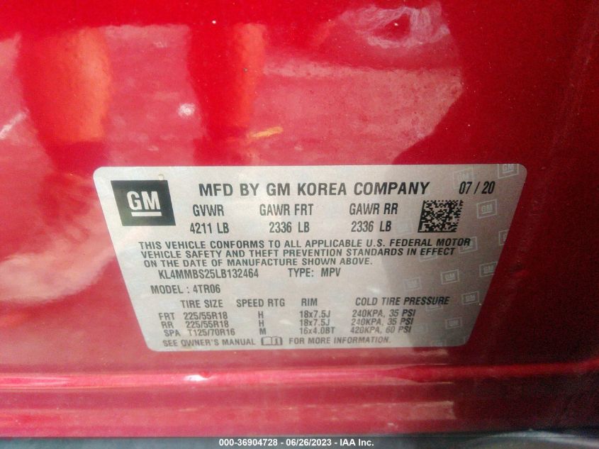 2020 BUICK ENCORE GX PREFERRED - KL4MMBS25LB132464