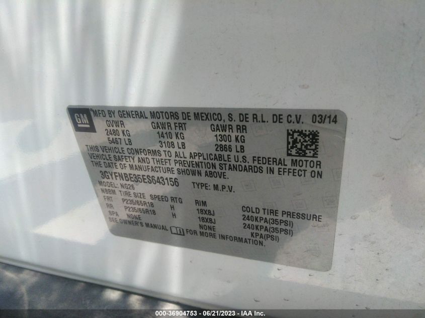 2014 CADILLAC SRX LUXURY COLLECTION - 3GYFNBE35ES643156