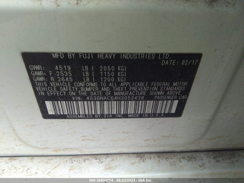 2017 SUBARU LEGACY PREMIUM - 4S3BNAC64H3053438