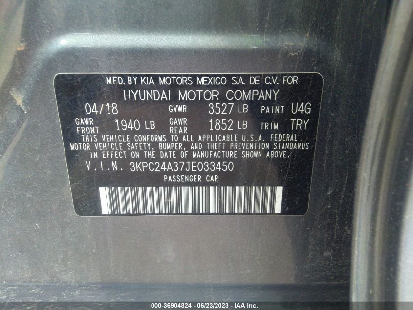 2018 HYUNDAI ACCENT SE - 3KPC24A37JE033450