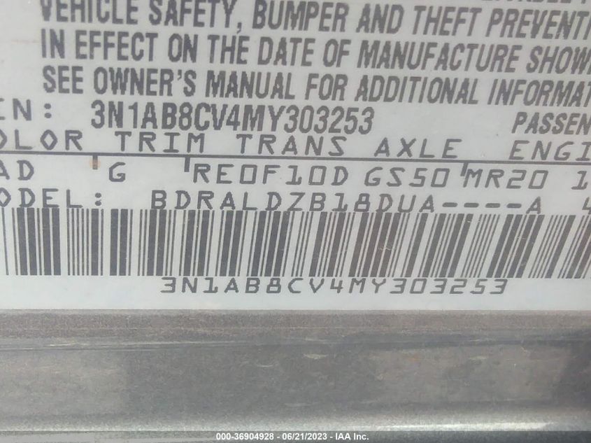2021 NISSAN SENTRA SV - 3N1AB8CV4MY303253