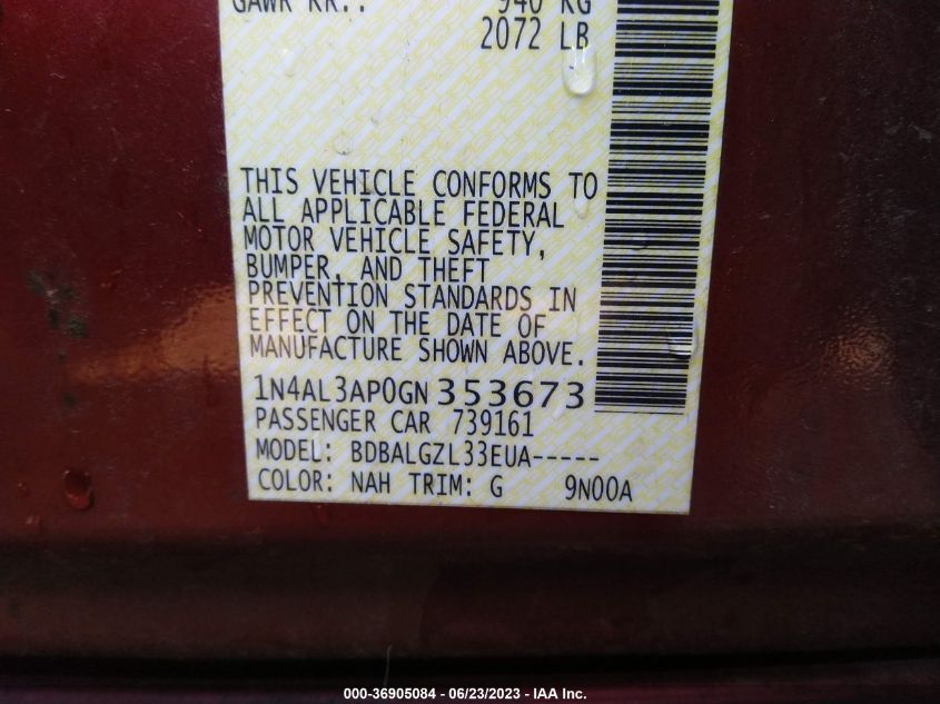 2016 NISSAN ALTIMA 2.5 - 1N4AL3AP0GN353673