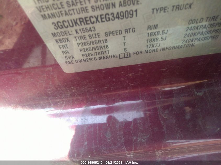 2014 CHEVROLET SILVERADO 1500 LT - 3GCUKRECXEG349091
