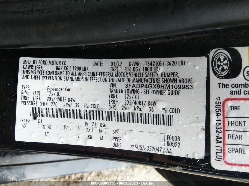 2017 FORD FIESTA ST - 3FADP4GX9HM109983