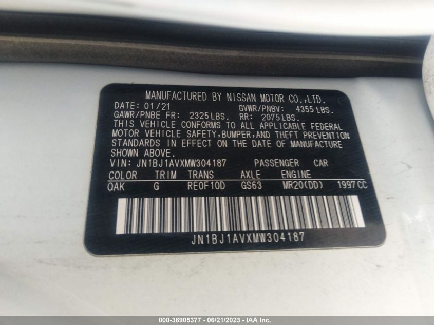 2021 NISSAN ROGUE SPORT S - JN1BJ1AVXMW304187
